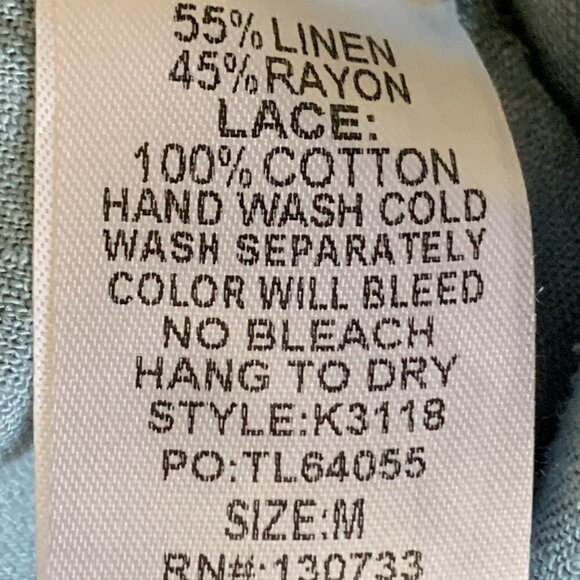 Umgee Linen Blend Top Boxy Ruffle Sleeve & Hem M Blue #19628 - Picture 11 of 11